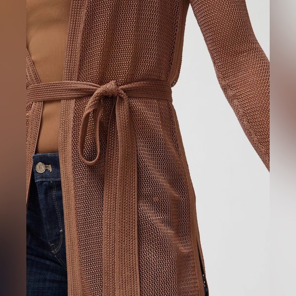 🆕 White House Black Market crochet cover up in copper size XS no belt - Picture 4 of 13
